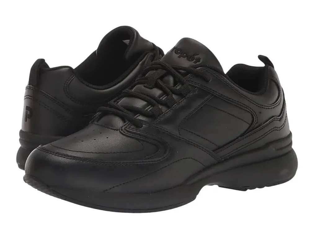 Propet Womens Lifewalker Sport Sneaker US 7.5 Wide EU 38 Black Leather NIB